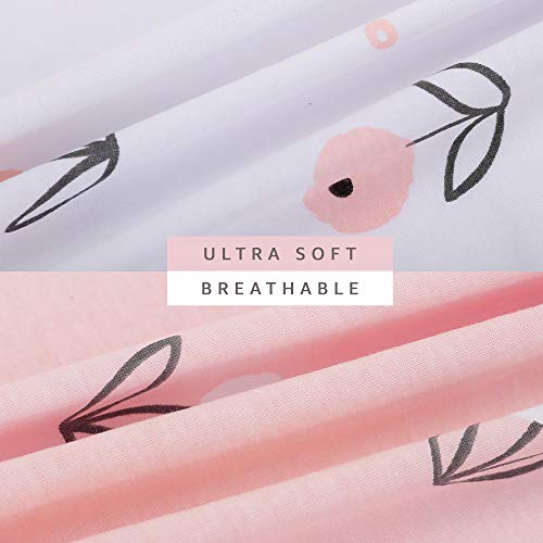 Image of Bassinet Sheets for Baby Girl Set of 2 by Tansy Panda - Ultra Soft, Breathable, 100% Organic Cotton - Compatible with Halo, Hourglass, Rectangle Bassinet Mattress Pad - Pink and White Floral