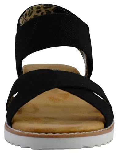 Skechers BOBS Women's 33386 Sandal, BLK, 8, Black