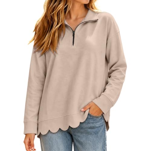 Sweatshirts for Women Loose Fit Scalloped Edge Casual Pullover Tops 2026 - image 4
