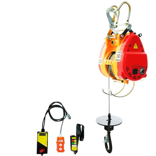 OTQEFTN 230Kg/507LBS Electric Hoist Crane with 30M Rope Wire and Wired Remote Control Portable Lift Winch Remote Control Auto Lift,250KG30M