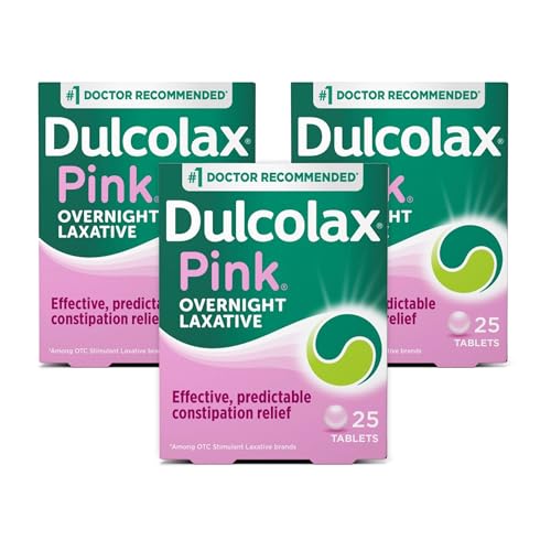 Dulcolax Pink Stimulant Laxative Tablets Effective & Predictable Overnight Relief Bisacodyl 5 mg (25ct)(Pack of 3)