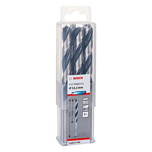 Bosch Professional 5 Stück HSS Spiralbohrer PointTeQ (für Metall, 12,1 x 101 x 151 mm, Zubehör Bohrschrauber) – Ansicht 1