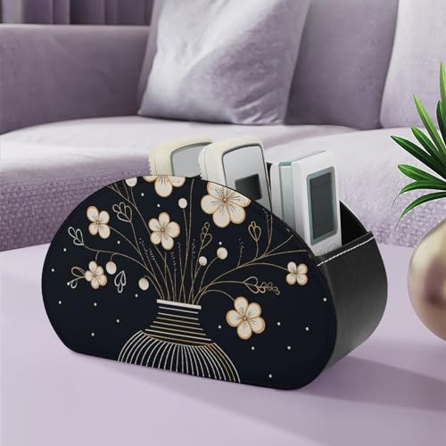 Support télécommande TV cuir synthétique 5 compartiments accessoires - 6
