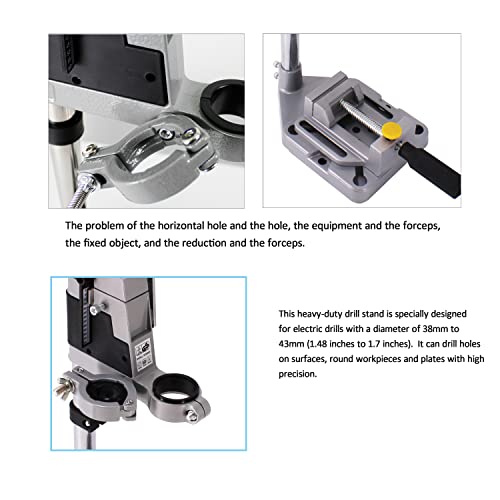Image of HFS(R) Adjustable Drill Press Rotary Tool Workstation Stand Universal Bench Clamp Support Tool for Hand Drill Single Hole Installation (Aluminum)