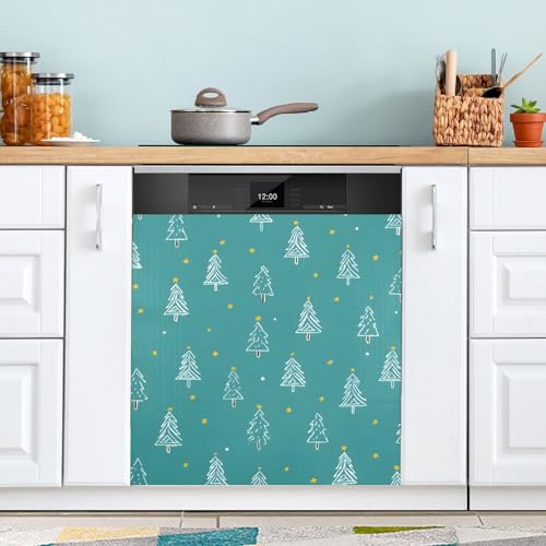 Playful Christmas Tree Pattern (2) Dishwasher Stickers Kitchen Fridge Dish