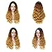 MISSQUEEN Ombre Hair 3 Tone Dark Blonde Wavy Wigs for Black Women Synthetic Hair Loose Curly Full Wig Dark Root
