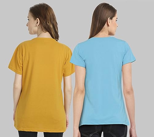 Image of Combo Women's T-Shirts, Cotton Half Sleeves Round-Neck Printed T-Shirt for Girls, & Women Tees (Pack of 2) 960-980-