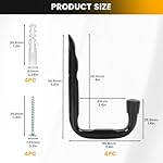 8-Pack Heavy Duty Garage Hook for Hanging 50 lbs, J Utility Hooks for Garage, Metal Wall Hooks Heavy Duty, Garage Hook for Hanging, Black | Heavy Duty, for Hanging, 50 lbs, for Garage, Heavy Duty - Image 2
