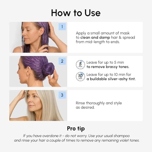 MAREE Anti Yellow Purple Hair Mask for Damaged Hair - Purple Deep Conditioner & Blonde Toner - Hydrating Deep Conditioning for Dry, Curly, Blonde, Orange, Brassy, Bleached - Mascarilla para el Cabello — view 6