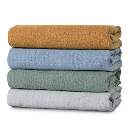Muslin Swaddle Blankets for Baby Girls and Boys, 4 Pack