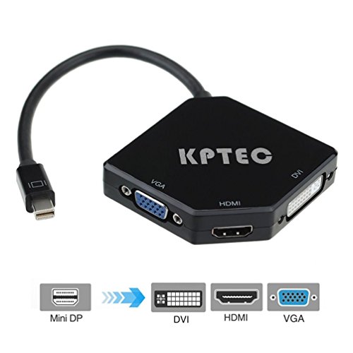 KPTEC Ultimate 3-in-1 Mini DP (Thunderbolt) to 4K UHD HDMI, DVI, VGA Adapter