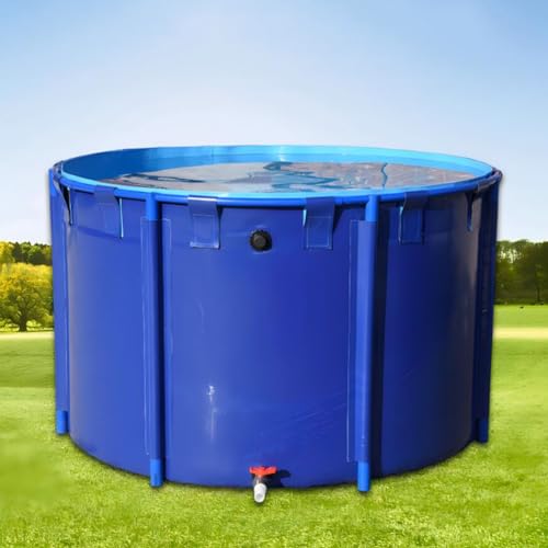 Genérico Tanque de Agua para acuicultura, Cisterna, Marco de Acero, Lona de PVC multifunción, Estanque de Peces Temporal, Piscina portátil Redonda sobre el Suelo, Estanque de Peces de PVC con válvula