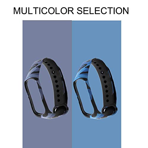 Image of ILOFT Silicone Camouflage Army Style Band Strap for Xiaomi Mi Band 3(Device Not Included) (Blue+Grey)