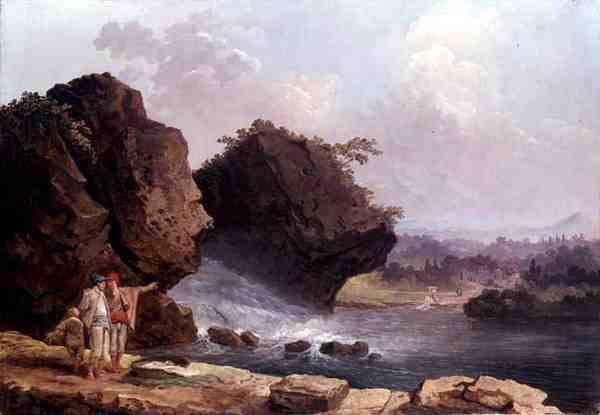 Tableau la Cascade d'Hubert Robert impression d'art sur toile 60x90cm pour mur