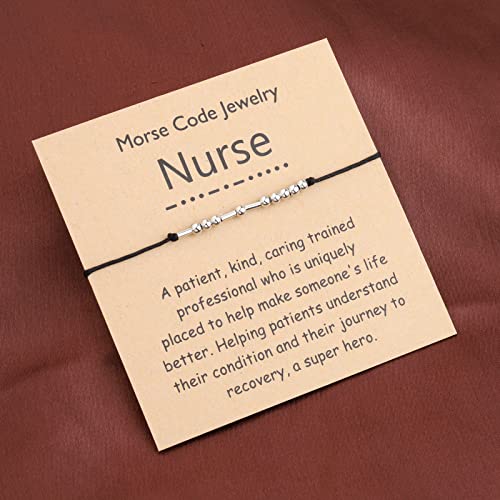 Image of PLITI Nurse Bracelet Nursing School Graduation Gift Nurse Appreciation Jewelry Nurse Inspirational Morse Code Bangle For Family Friend (nurse morse bg)