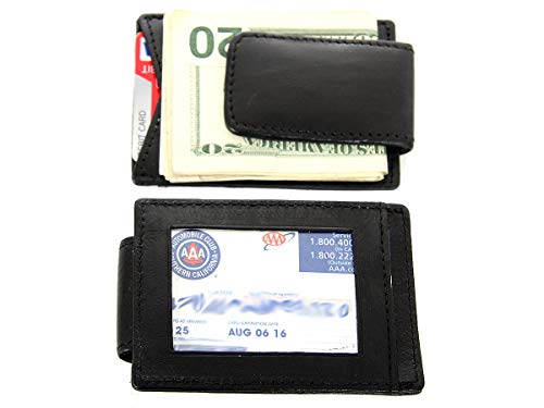 Men's Leather Magnetic Money Clip Credit Card Id Holder Wallet 4x2.75 inches
