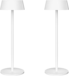 K-Bright 2 piezas Lámpara de mesa inalámbrica, 3000K Color de luz cálida recargable para Adecuado para interiores y exteriores lámpara de mesa LED recargable(blanco)