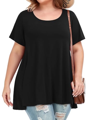 Image of JOELLYUS Plus Size Tops for Women Tunic Floral Casual Short Sleeves T Shirts Flowy Blouses 2026