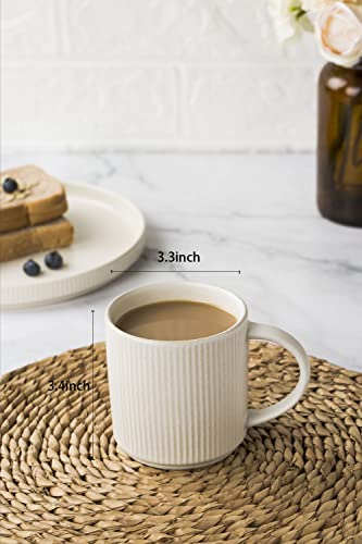 famiware Coffee Mug Set for 4, Star 12 oz Catering Mugs Cup Set with Handle for Coffee, Tea, Cocoa, Milk, Matte White - Image 4