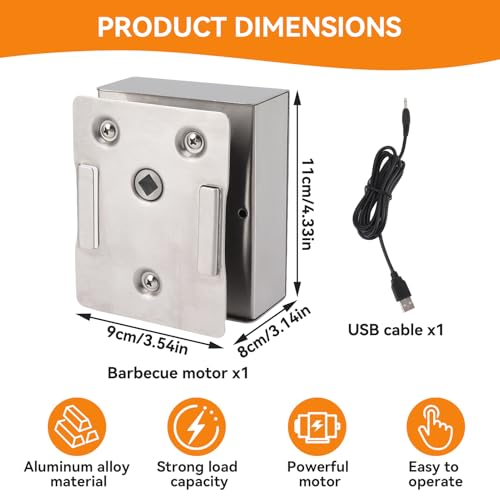 Gsycle Grill Rotisserie -Motor, Aluminiumlegierung 70 kg Last 12 V Power BBQ DC Rotisserie Motor Ersatz für universelle Grills