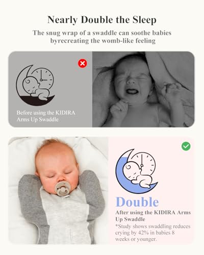 Image of KIDIRA Newborn Swaddle, Swaddles for Newborn 0-1 Months 3.8-6lb, Arms Up Swaddle 0-1 Months with Moisture-Wicking Fabric, Promotes Healthy Hip Development, 2-Way Zipper, 1Pack, Gray