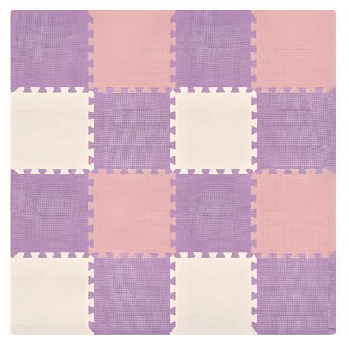 We Sell Mats Interlocking Foam Floor Tiles - 3/8" Thick Pink/Purple 18-Pack