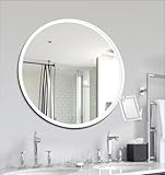 EssOAKence Espejo redondo de madera de roble macizo, 24 x 24