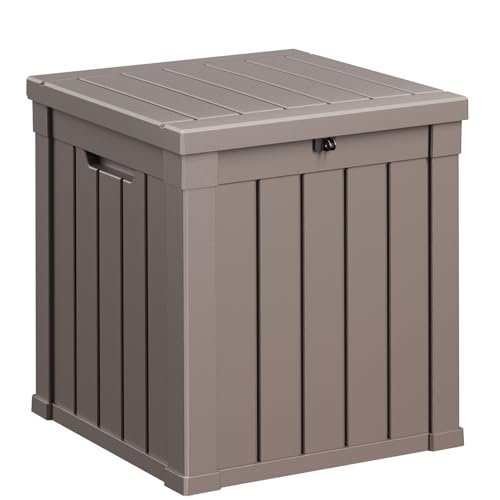 40 Gallon Resin Deck Box, Lockable Patio Outdoor Storage Box for Furniture, Garden Tools and Tools Storage, Waterproof Outside Storage Boxes - Grey