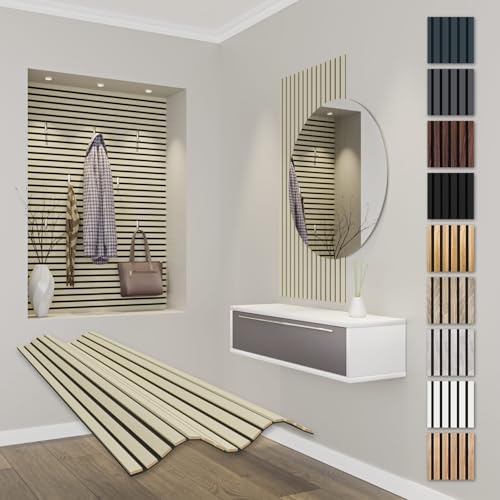 HEXIM Paneles Acústicos 118x60cm - Pared de Lamas Flexible Madera MDF Paneles de Pared Revestimiento de Lamas Revestimiento Mural Decoración (1 panel / 0,708 m² Palomino - APF01)