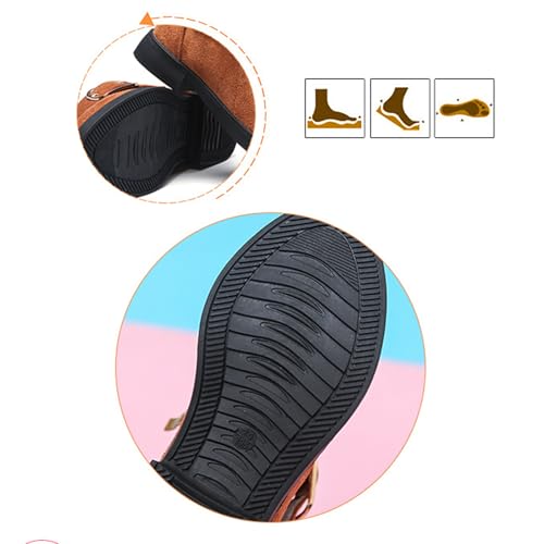 Girls Suede Buckle Chunky Heel Ankle Boots Side Zipper Comfortable Breathable Low Heel Non-Slip Chelsea Dress Ankle Boots Kids School Dance Ankle Boots4