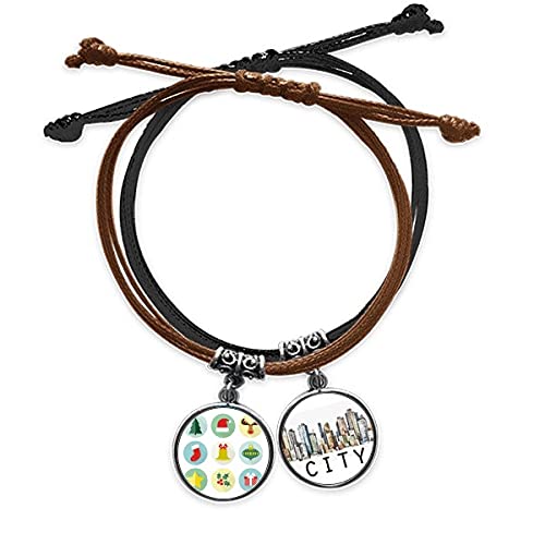 Bracelet cuir Sidi Arbres de Noël avec cercle vert et cordon tressé haut de gamme