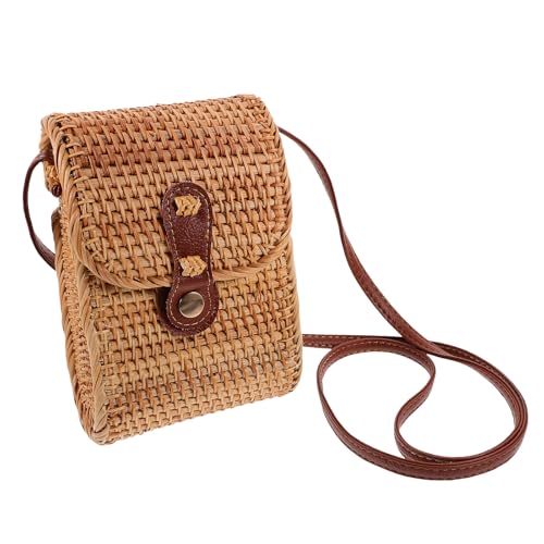 Creative Rattan Shoulder Bag for Women Beach Crossbody Straw Bag with Adjustable Strap and Zipper Closure