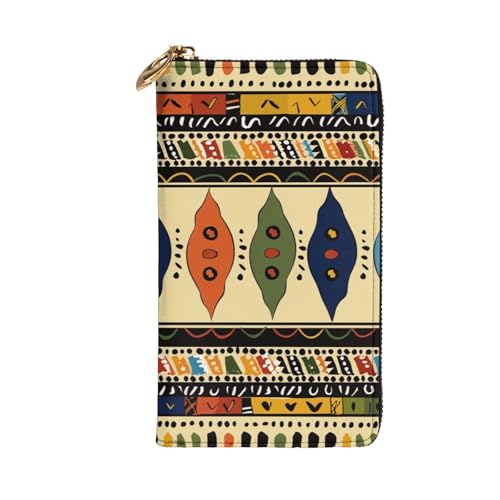 Bohemia Style Traditional African Pattern Printed Long Wallet for Women Men Cute PU Leather Wallet with Coin Purse and Credit Card Holder2