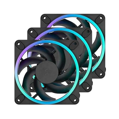 Image of Fractal Design Momentum 12 RGB - Silent PC Case Fan - 120 mm - ARGB Gen 2-16 LEDs - Liquid Crystal Polymer LCP Blades - FDB Fluid Dynamic Bearing - Cooling Performance - Airflow - Black - 3 Pack