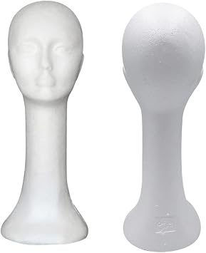 Styrofoam Mannequin Head, Foam Heads for Wigs, Styrofoam Head for Wigs, White Foam Wig Head Stand for Hats, Masks, Hairpieces, Arts, Crafts, Salon Display and Travel white