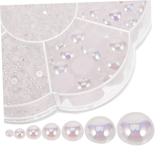 Mikinona Nail Art Accessories Pearl Charms Decorative Nail Pearls Half Round Nail Art Pearls Semicircle Nail Charms for DIY Crafts