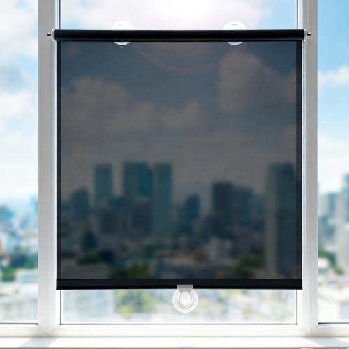 68x165cm Persiana Enrollable Solar Retráctil para Ventana con Ventosas | sin taladrar Cortinas Blackout protección UV y Aislamiento térmico Estores Temporales | para hogar y Oficina