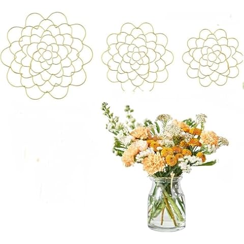 3 Pcs Flower Frog for Arrangement Stainless Steel Easy Arranger Flower Holders Metal Flower Insert Lid Round Floral Frog Reusable Lid Organizer for Vase Flower Arrangement(Golden 3 4/5/6 inches) Cover