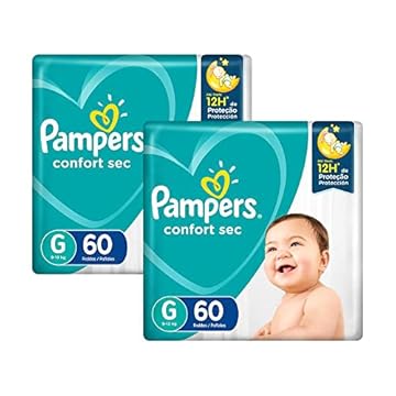 Kit Fralda Pampers Confort Sec Super Tamanho G 120 Tiras