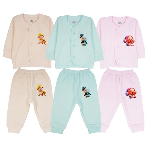 CUTE LANDINGS 0-3|3-6|6-9 & 9-12 Months New Born Baby Girls and Boys Front Open Full Sleeves Thermal Jhablas and Rib Pajamas Set|Top|Bottom|Infant|Toddlers|Winter Wear|Lower (Pack of 1) Blue - Image 6 thumbnail