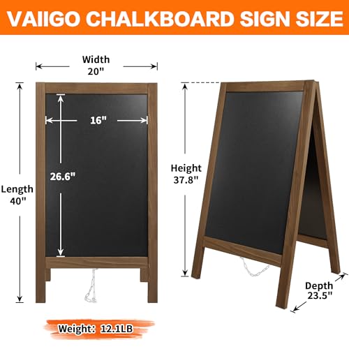 VAIIGO 40\"x20\" Double Sided Standing Chalkboard Easel - A Frame Chalkboard Stand for Outdoor Sandwich Board Signs, Restaurant, Wedding, Business
