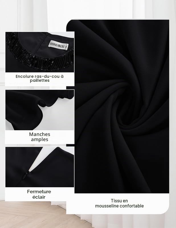 Hanna Nikole Hochzeitsgäste Kleider Damen GroßE GrößE Chiffon Abendkleider Mit Pailletten Rundhalsausschnitt Elegant Cocktailkleid Festlich Midikleid FüR Die Brautmutter