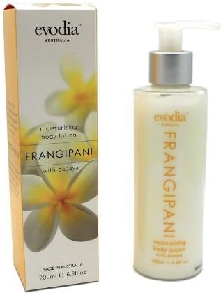 Evodia Australia Body Lotion - Moisturizing Hydrating & Firming - Long-Lasting Scent Relieves dry Skin - No Animal Testing - Recyclable Packaging - Frangipani Plumeria with Papaya