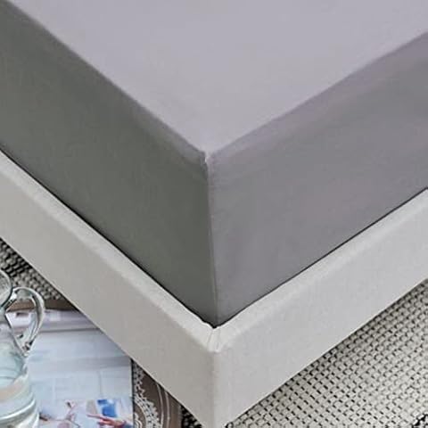 DTEX HOMES Grey Polycotton Fitted Sheet 4Ft Cover