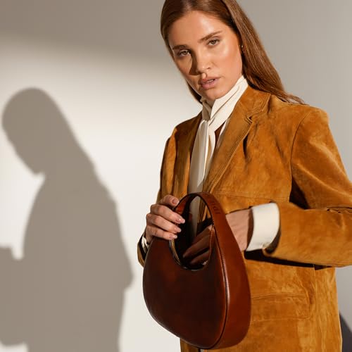 Time Resistance Skórzana torebka - skórzana torebka licowa dla kobiet - torba z górnym uchwytem - torba na ramię, brązowy (Cognac Brown)