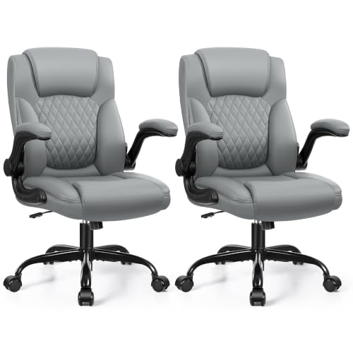 Image of Leather Office Chair, PU Home Computer Desk Chairs with Ergonomic Back Support, 360Swivel Free,Small Gaming Chair with Wheels and Adjustable Armrests, for Short People Use