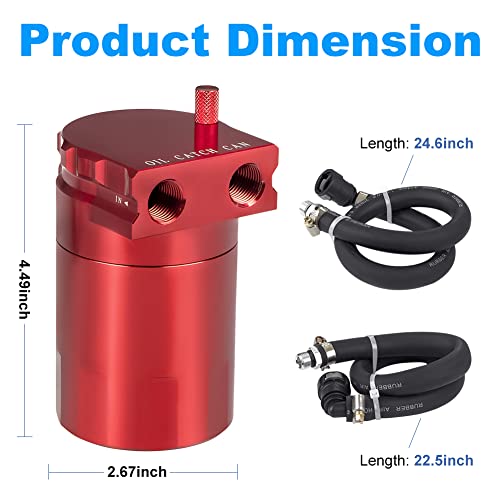 Image of JDMON Oil Catch Can, Passenger Side Oil Separator Compatible with Ford F150 2.7EB 3.5EB 5.0L Passenger Side 2011-2021, Expedition 3.5L EcoBoost 2018-2021, Raptor 3.5L Ecoboost 2017-2021, 350ml Red