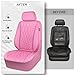 CAR PASS Piping Luxury Leather Two Front Car Seat Covers, Cute Girly Waterproof Anti Slip Seat Covers Compatible with Front Seat Armrests,Universal Fit for Suvs,Vans,Trucks,Airbag Compatible(All Pink)