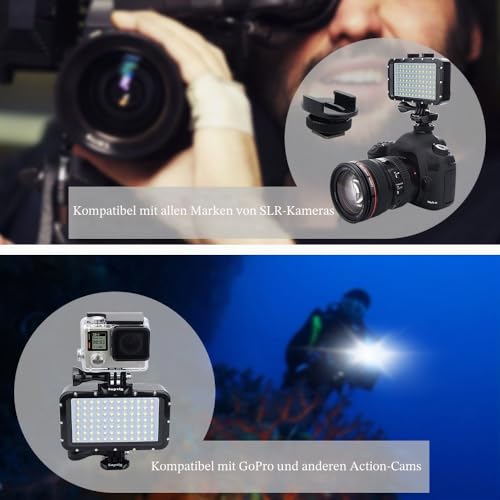 Suptig Videolicht, wasserdichte Lampe, Tauchlicht, 84 LEDs, wasserdicht, 50 m, kompatibel mit Spiegelreflexkameras Gopro Canon, Nikon, Pentax, Panasonic, Sony, Samsung