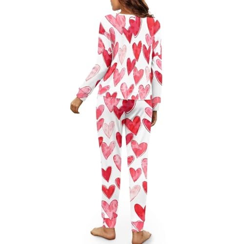Image of Women's Pajamas Set Soft 2 Piece Loungewear Long Sleeve Pj Set Matching Sleepwear with Pockets for Women Plus Size